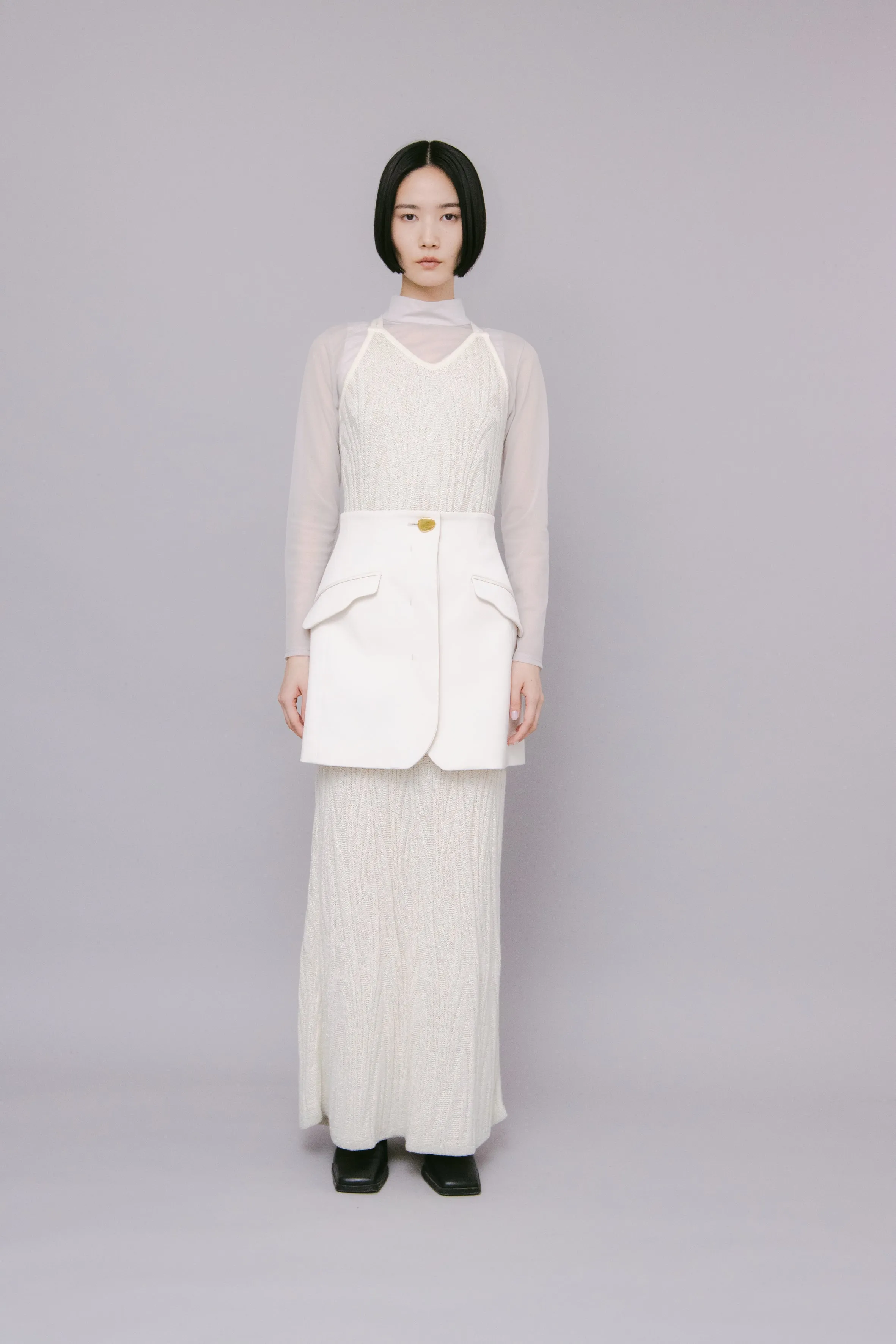 Monochrome wrapped skirt (White)