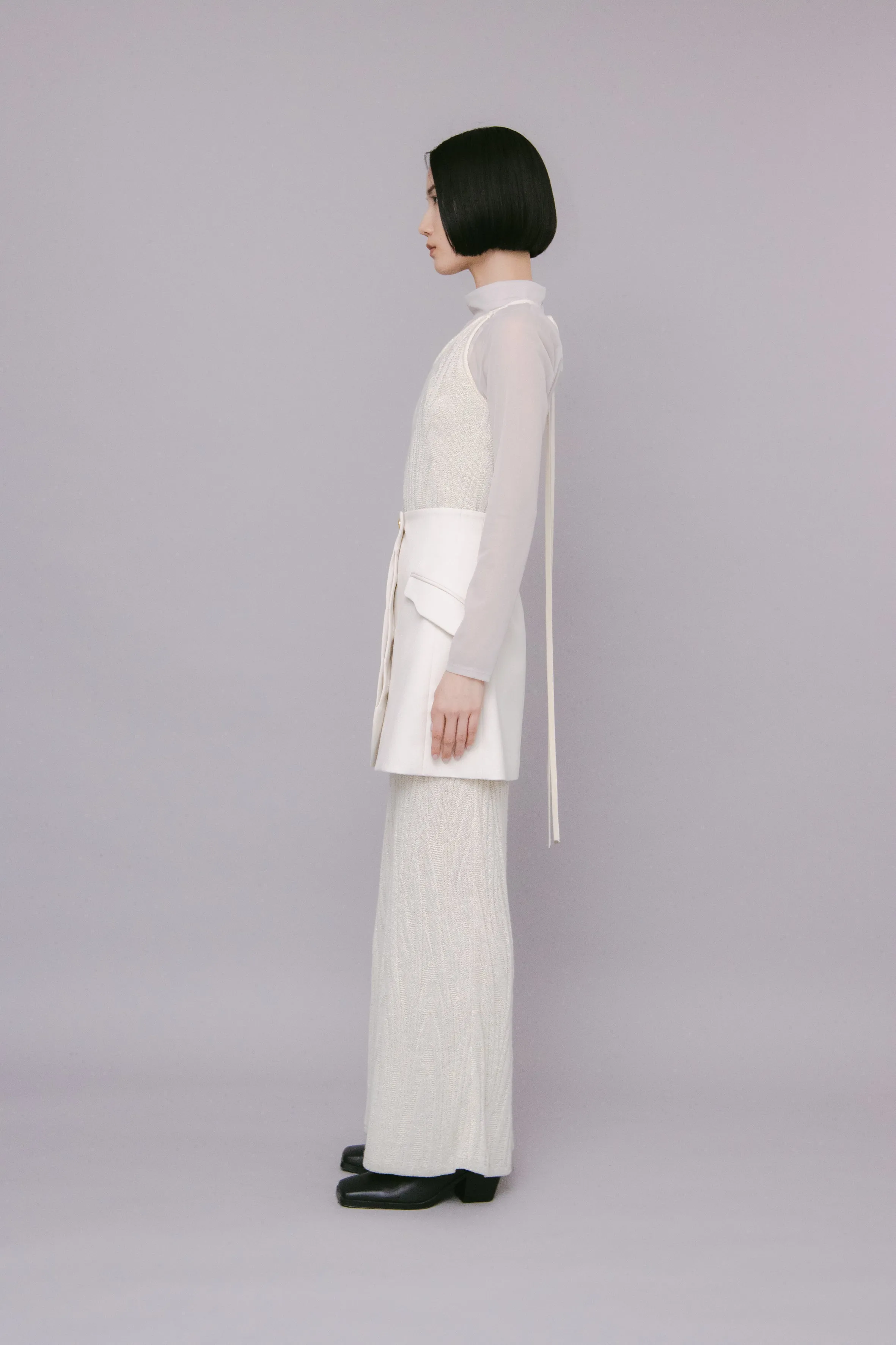 Monochrome wrapped skirt (White)