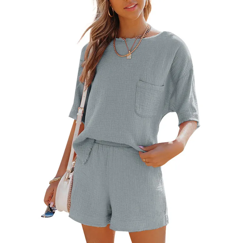 Natures Embrace Organic Cotton Womens Lounge Shorts Set