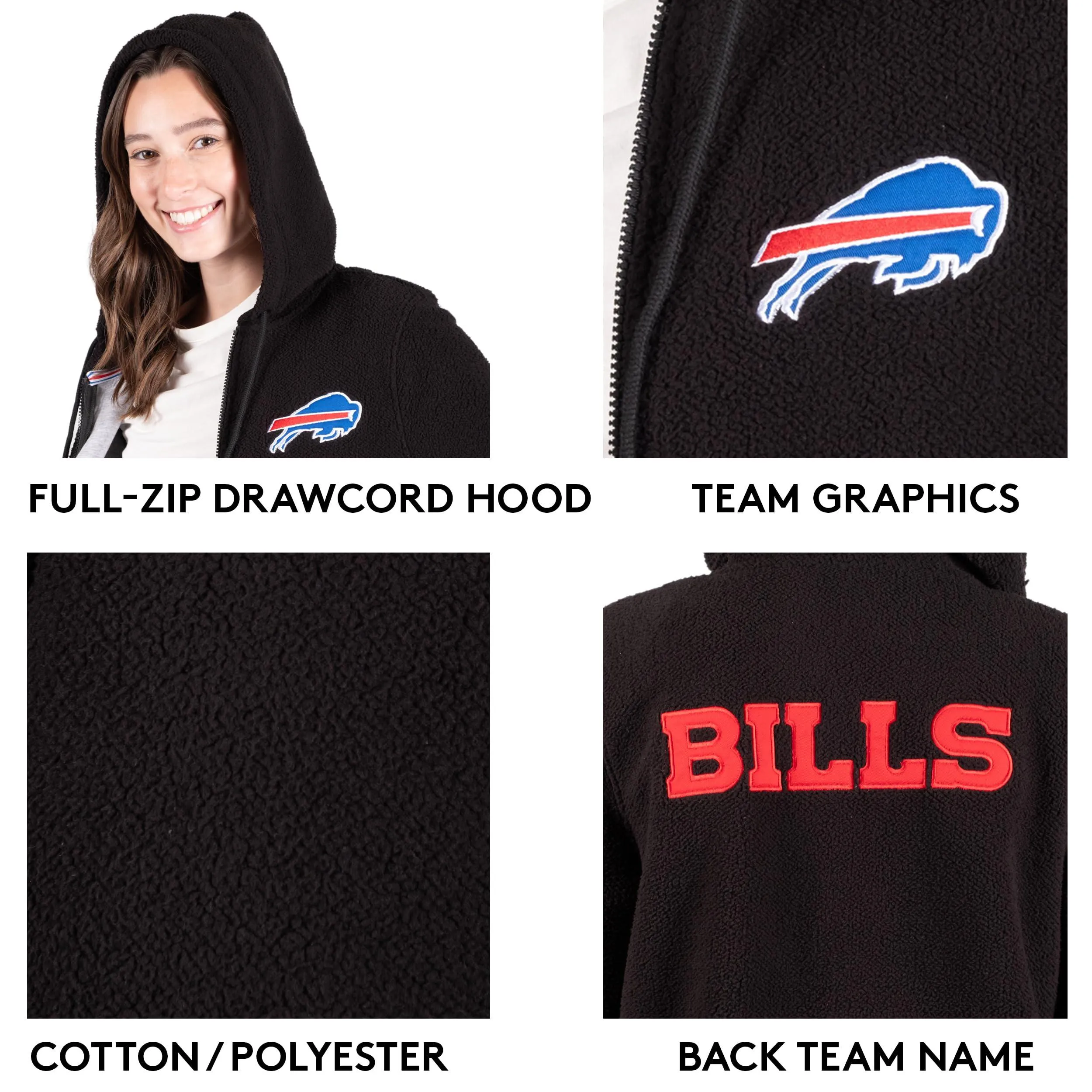 NFL Official Women's Full Zip Super Soft Sherpa Hoodie Sweatshirt Jacket - Warm Fleece Blend|Kansas City Chiefs