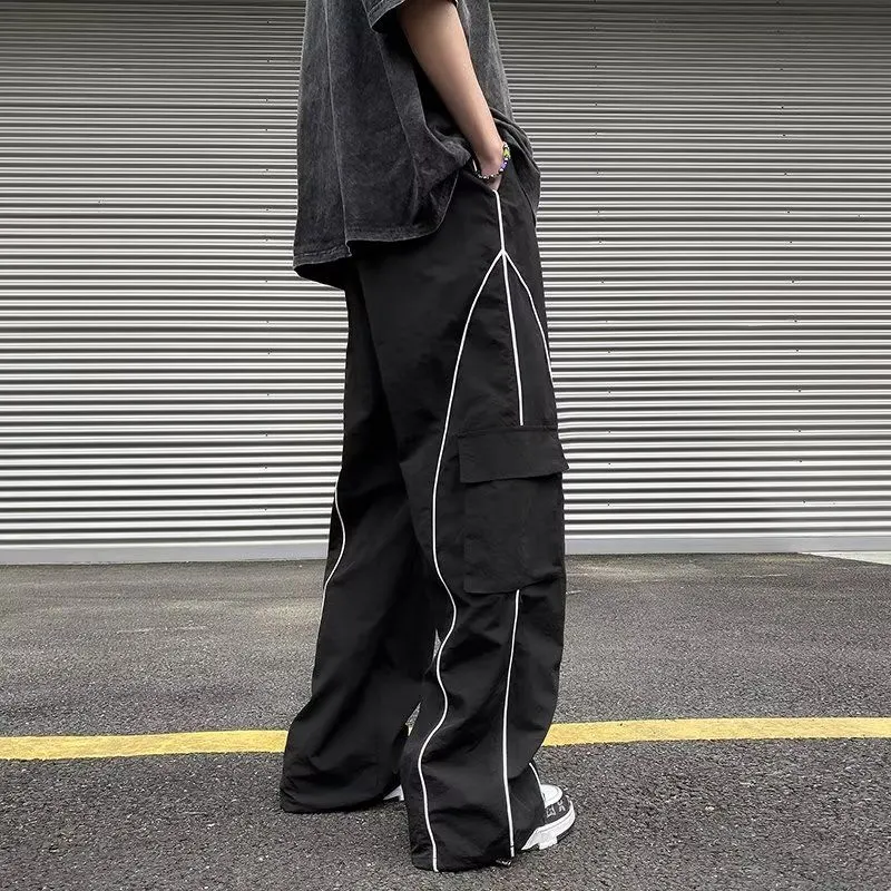 Oversized Black Sweatpants Men Side Stripe Basic Cargo Pants Lady Y2K Streetwear Baggy Jogger Men Women Casual Korean Fashion