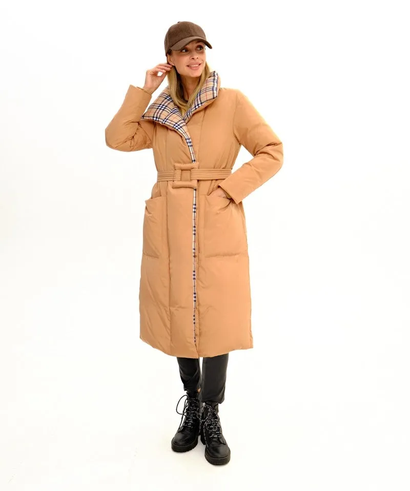 Pandora Premium Plaid Accent Belted Coat