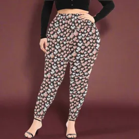 Pink Hearts Women's Plus Size High Waited Leggings Women's High Waist Leggings(Plus Size)(ModelL45)