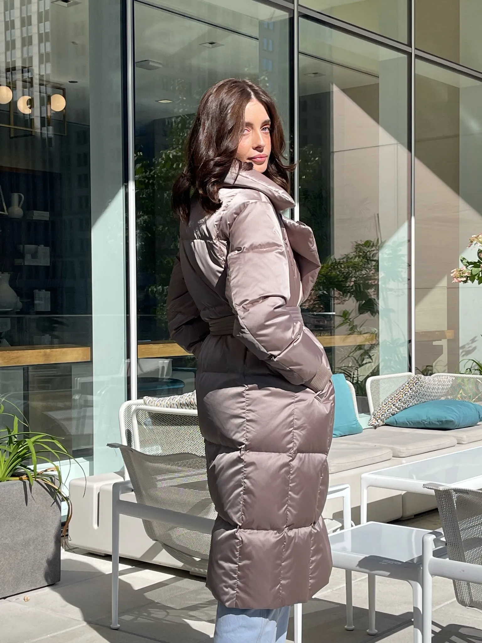 Premium Sateen Down Notch Lapel Coat