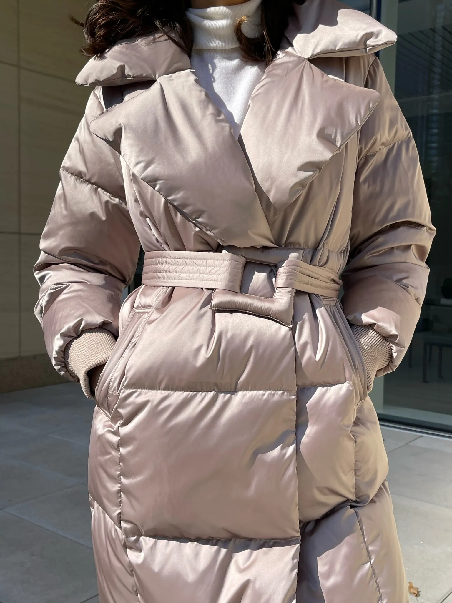 Premium Sateen Down Notch Lapel Coat