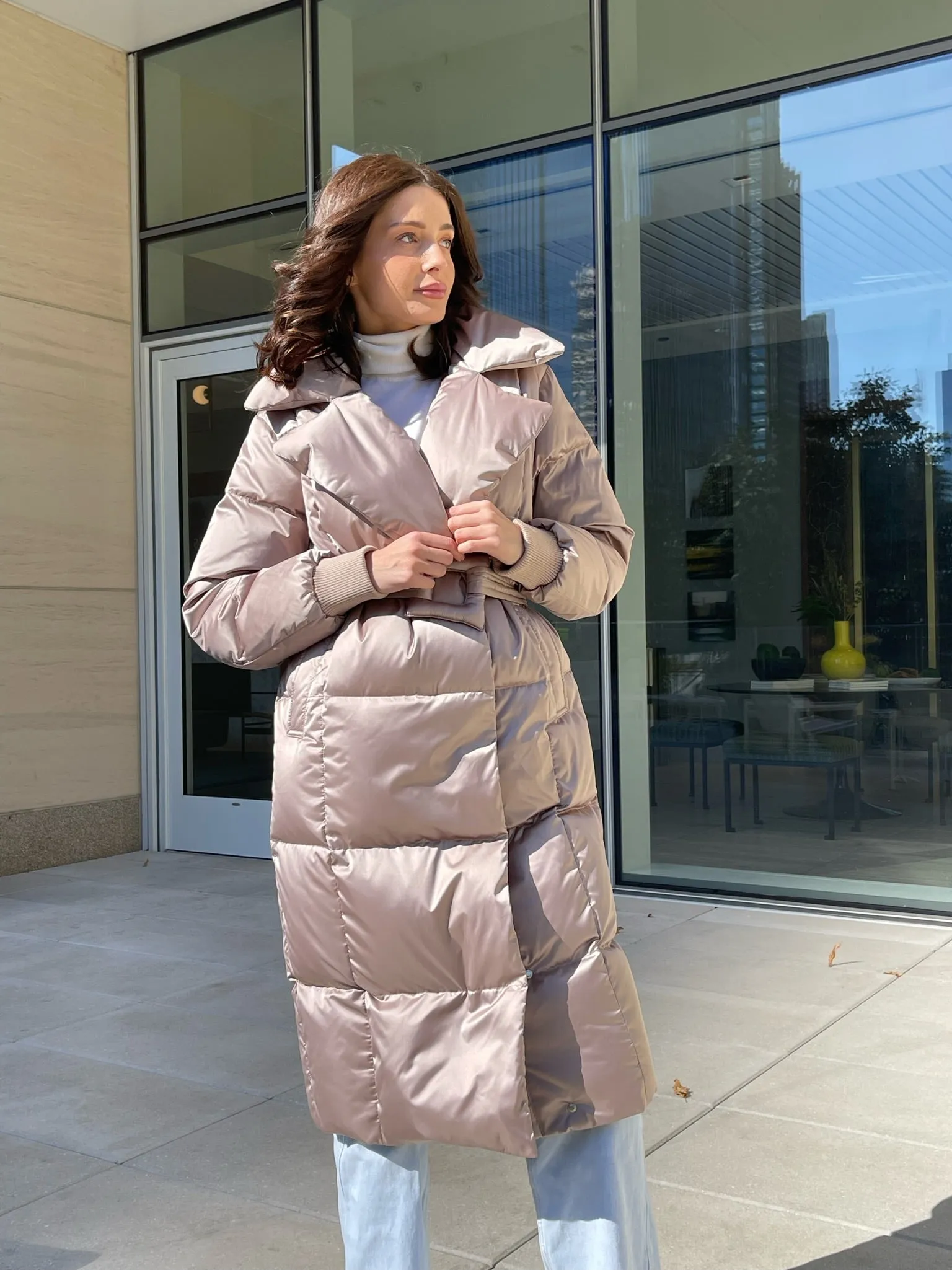Premium Sateen Down Notch Lapel Coat