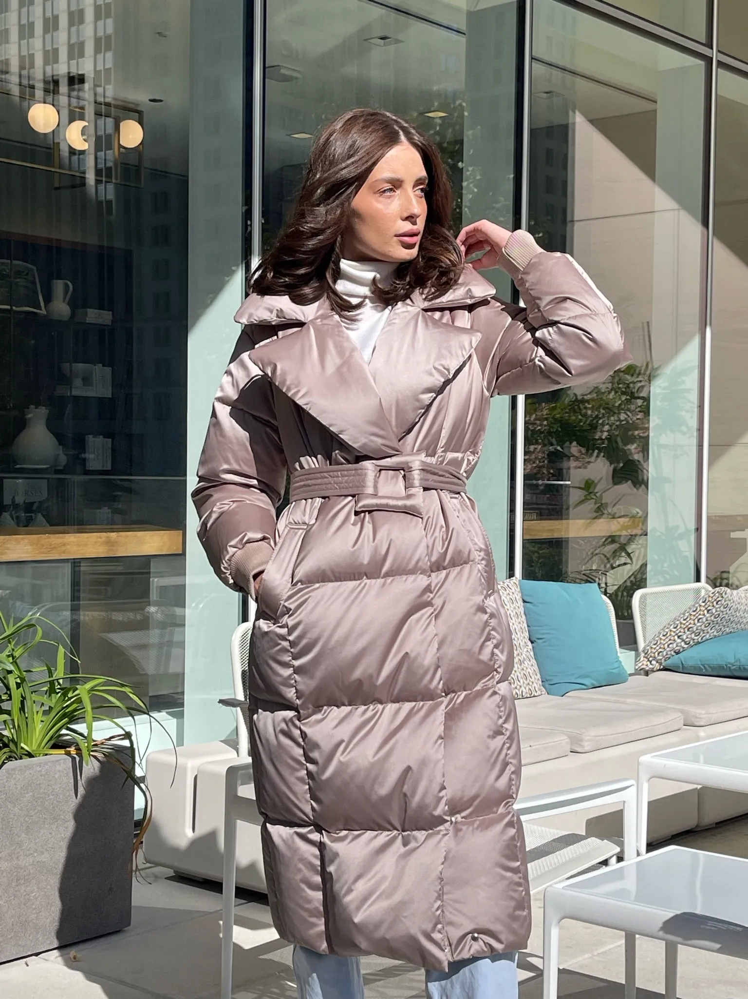 Premium Sateen Down Notch Lapel Coat