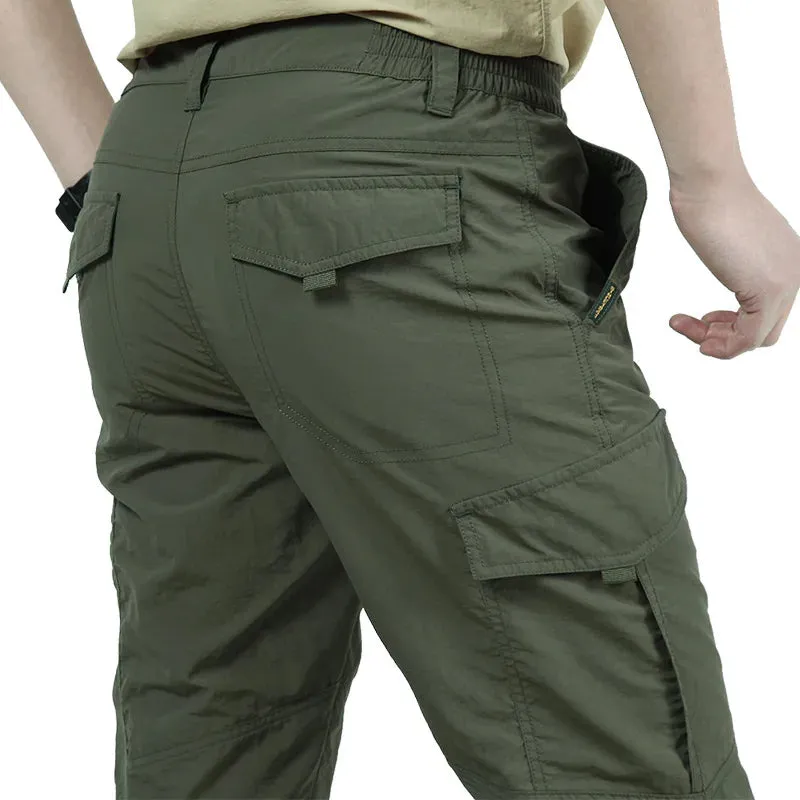 Quick Dry Cargo Pants Men Summer Breathable Lightweight Waterproof Tactical Pants Male Army Military Casual Long Trousers