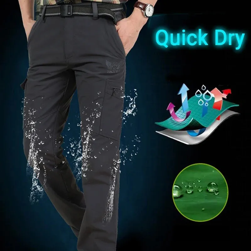 Quick Dry Cargo Pants Men Summer Breathable Lightweight Waterproof Tactical Pants Male Army Military Casual Long Trousers