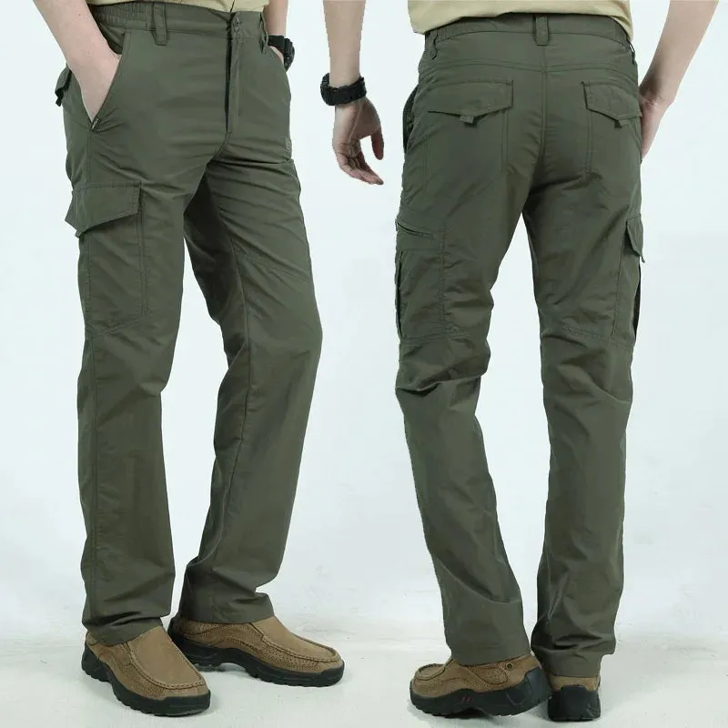 Quick Dry Cargo Pants Men Summer Breathable Lightweight Waterproof Tactical Pants Male Army Military Casual Long Trousers