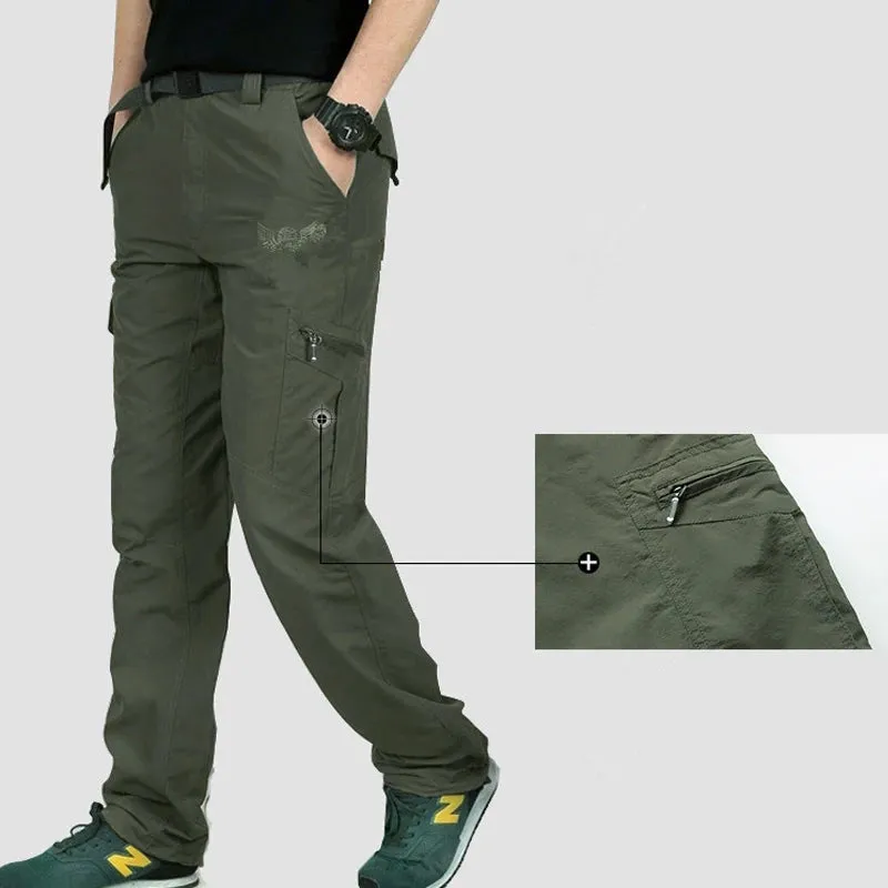 Quick Dry Cargo Pants Men Summer Breathable Lightweight Waterproof Tactical Pants Male Army Military Casual Long Trousers