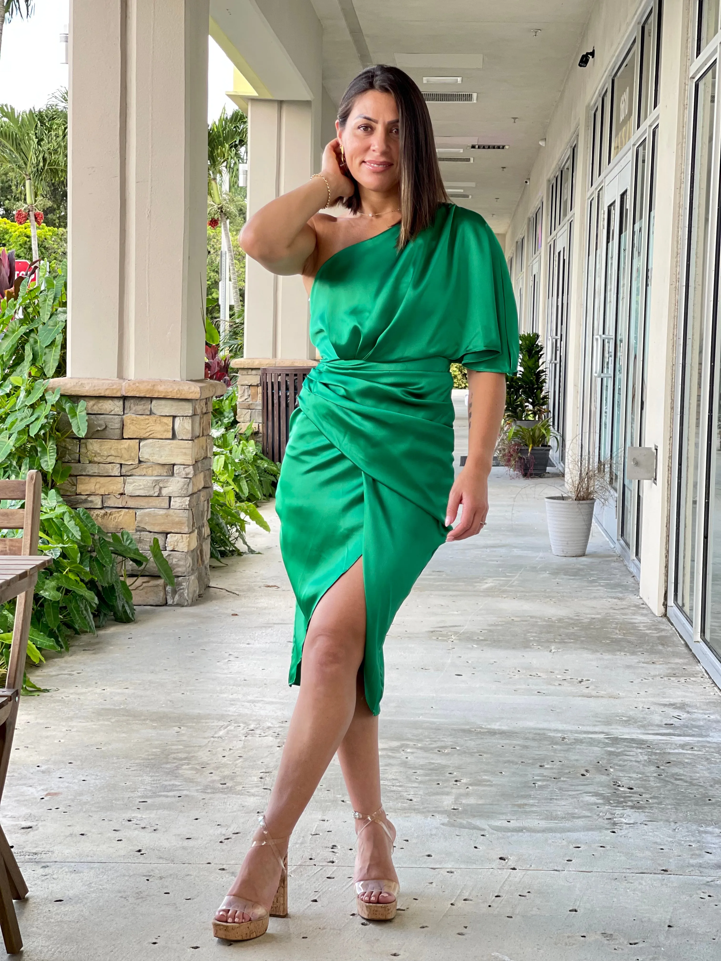 "Pia" One Shoulder Wrap Style Dress