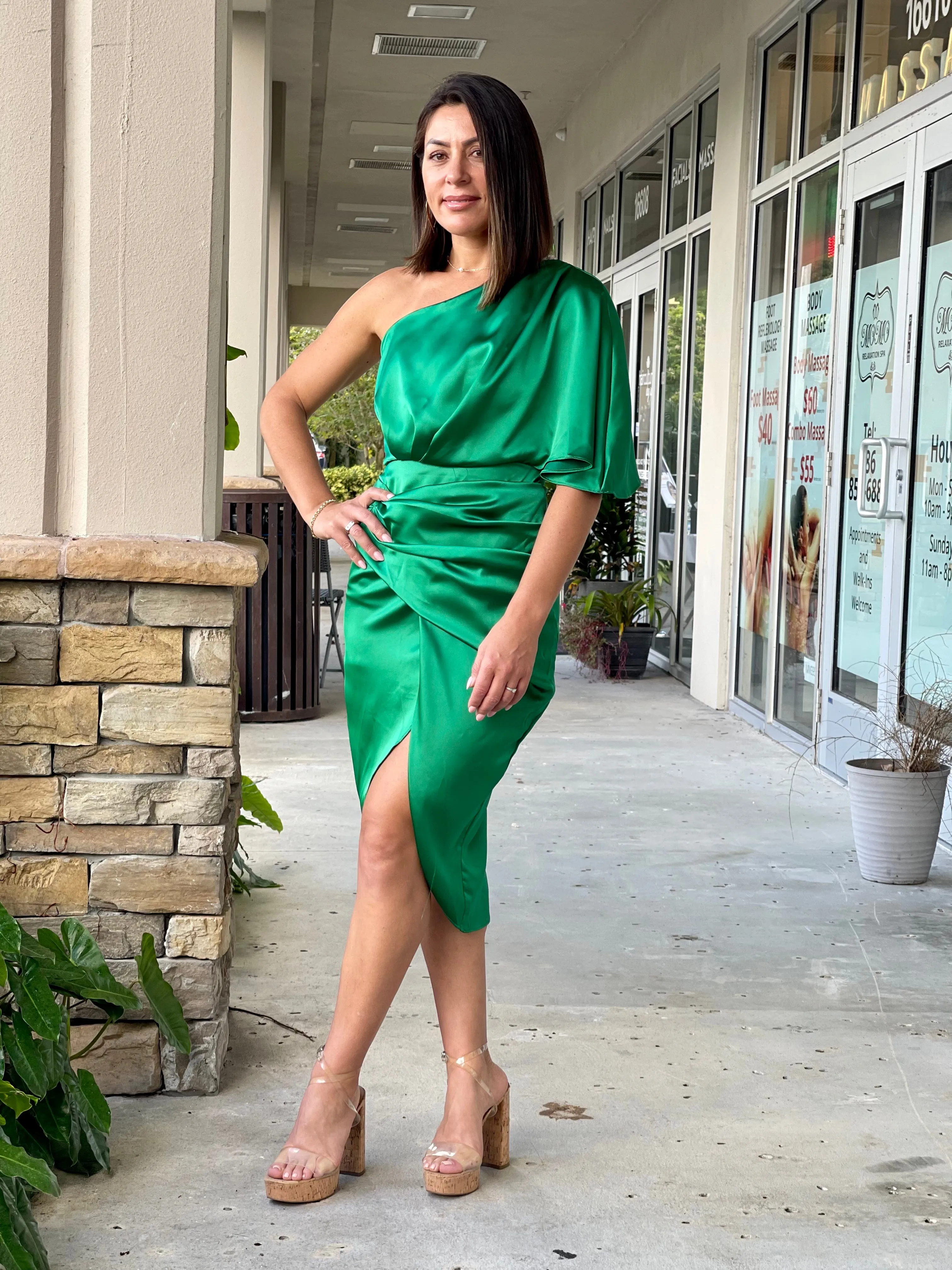 "Pia" One Shoulder Wrap Style Dress