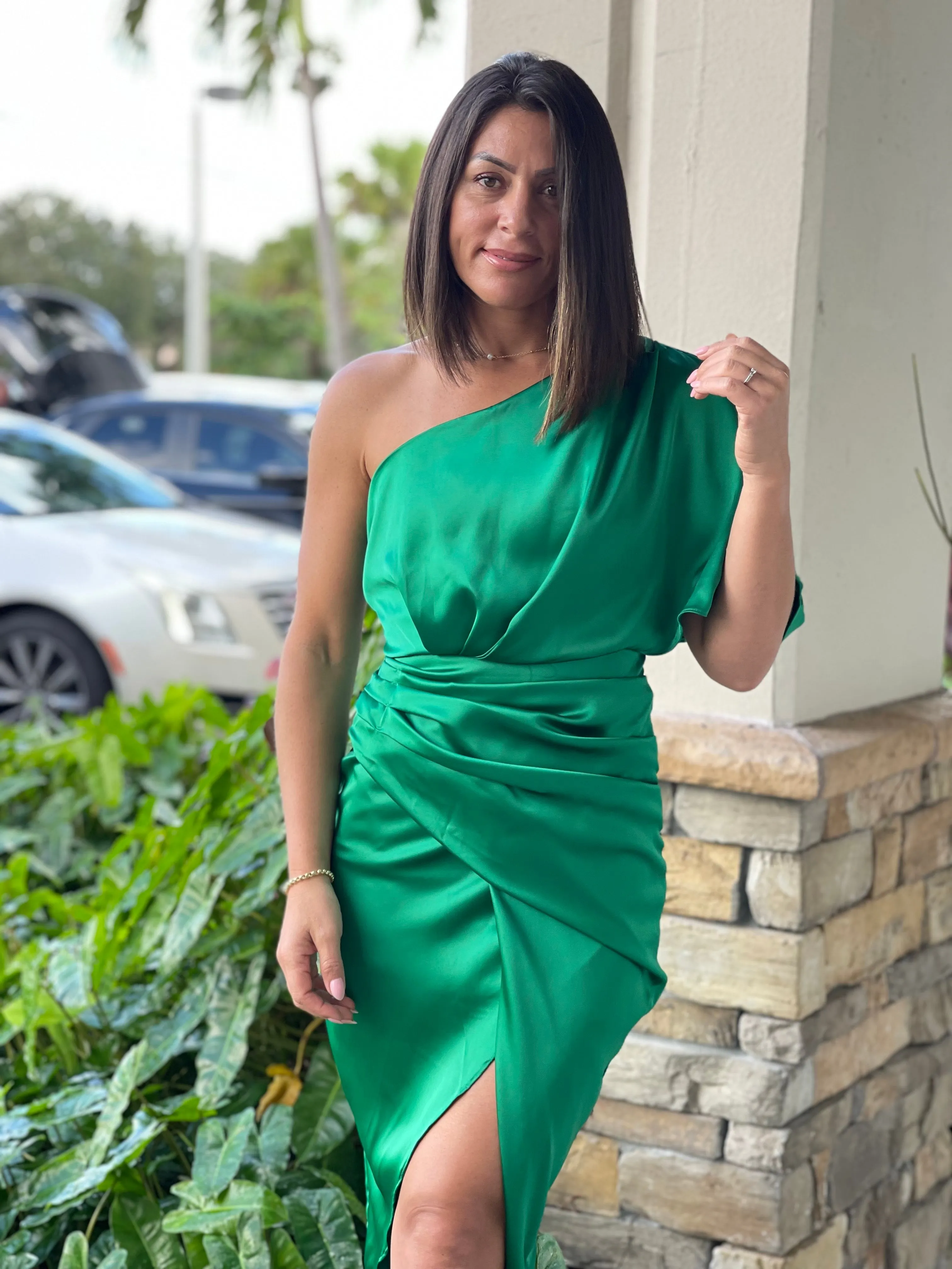 "Pia" One Shoulder Wrap Style Dress
