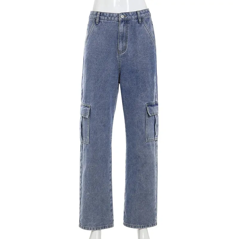 Straight Denim High Waist Pants