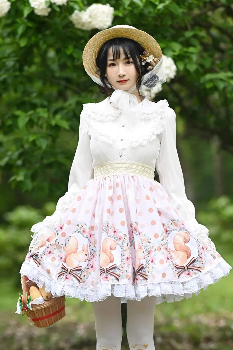 Sweet Short Skirt Lovely Squirrel Printed A line Lolita Skirt