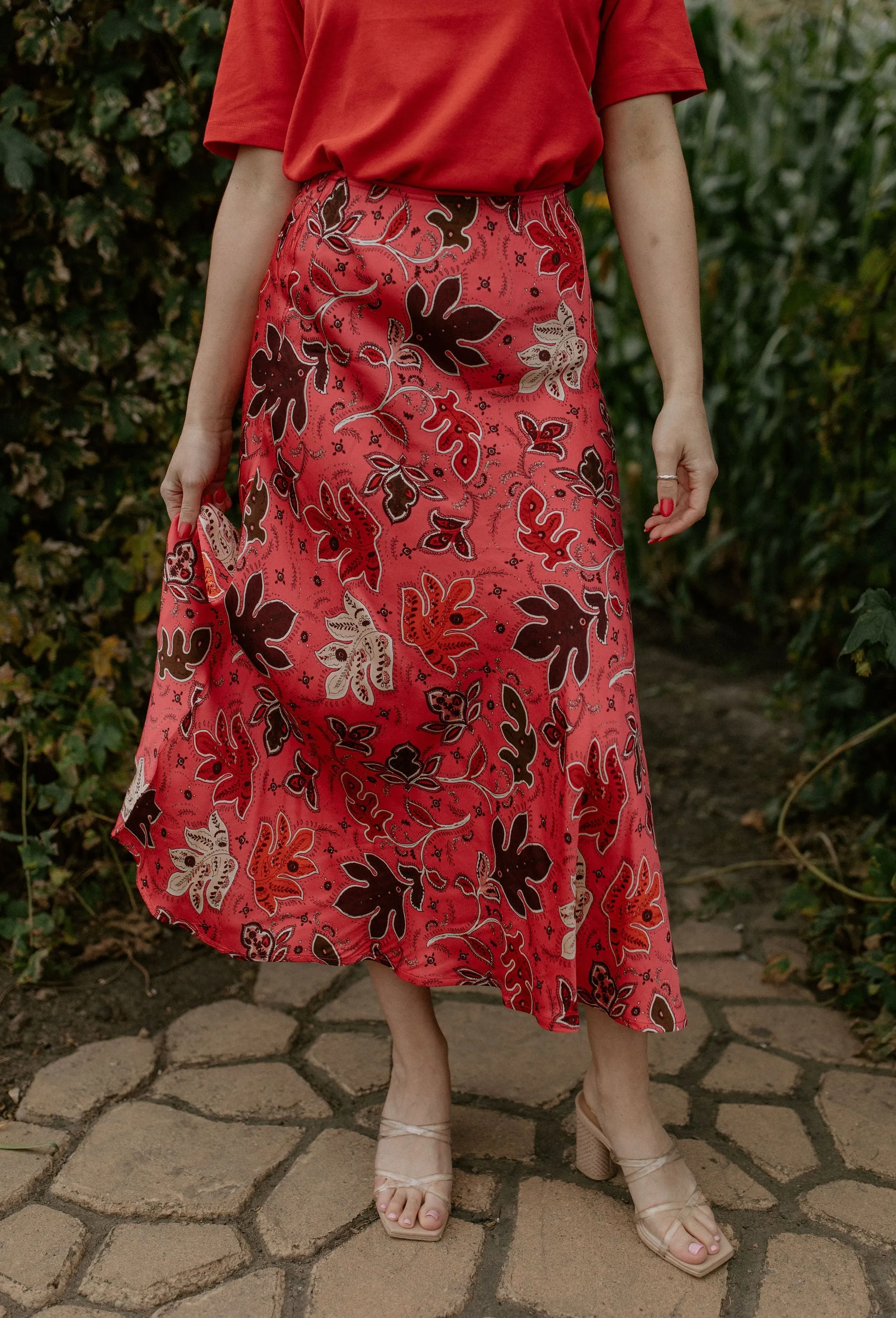 The Rin Skirt by Part Two - Calypso Coral - PLUS