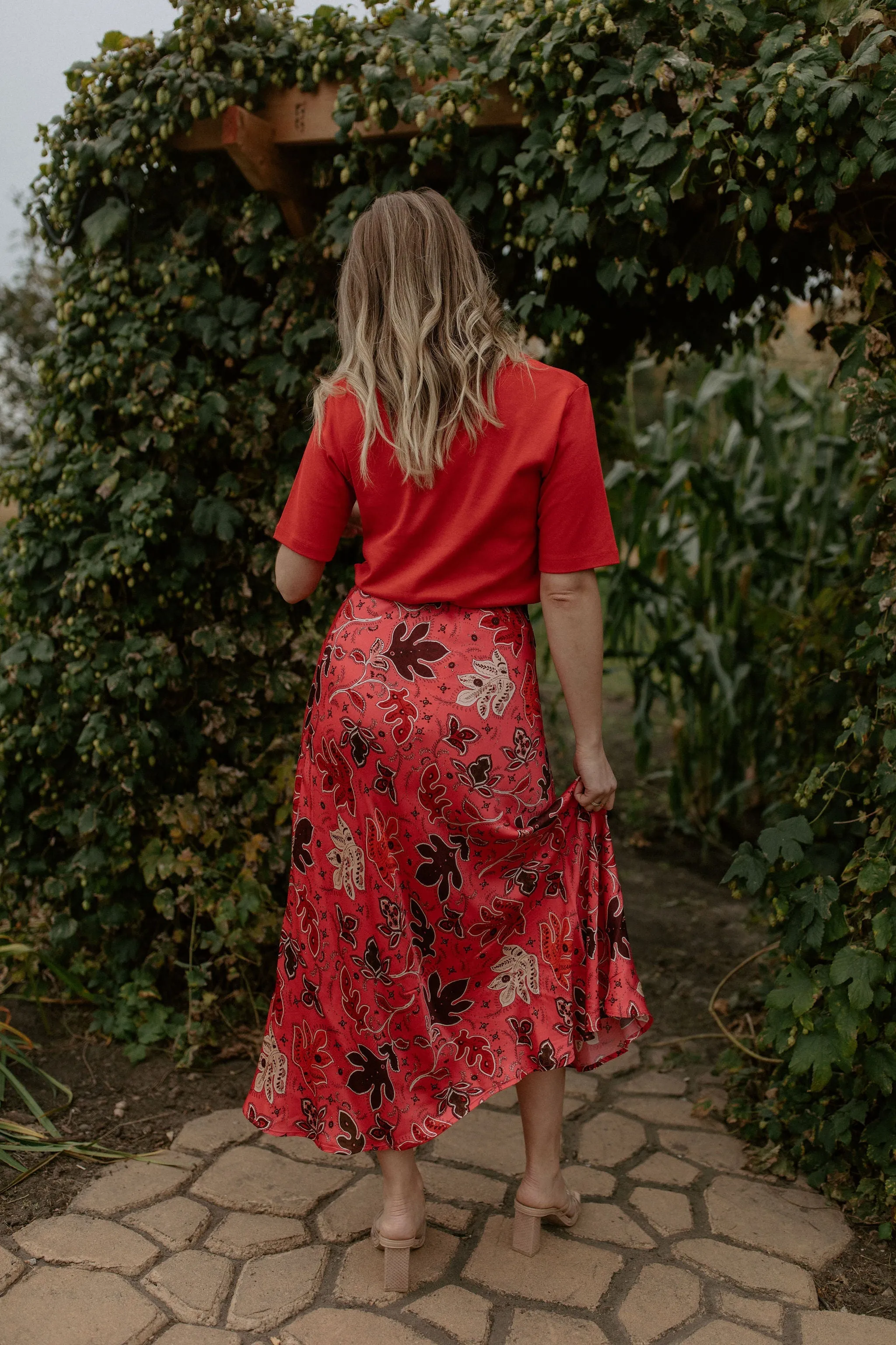 The Rin Skirt by Part Two - Calypso Coral - PLUS