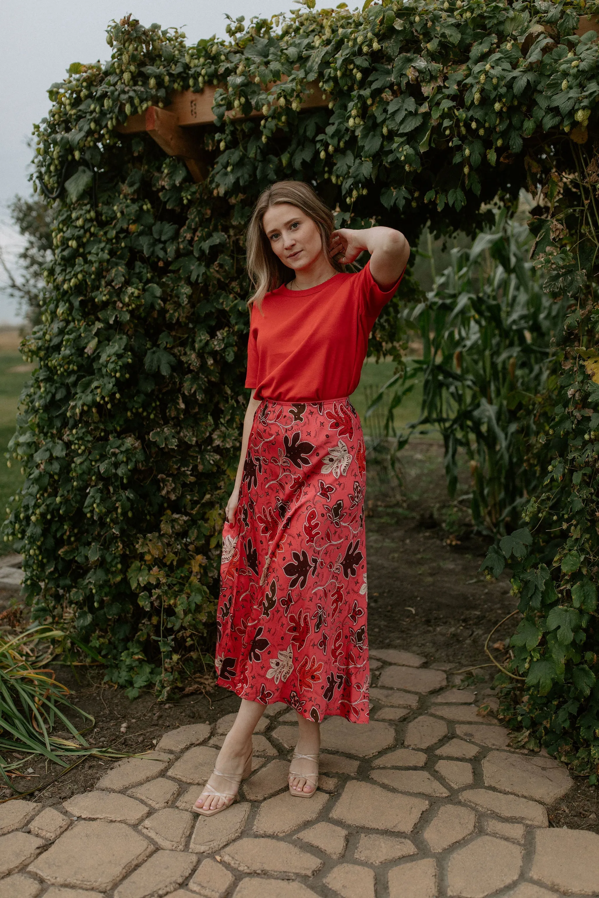The Rin Skirt by Part Two - Calypso Coral - PLUS