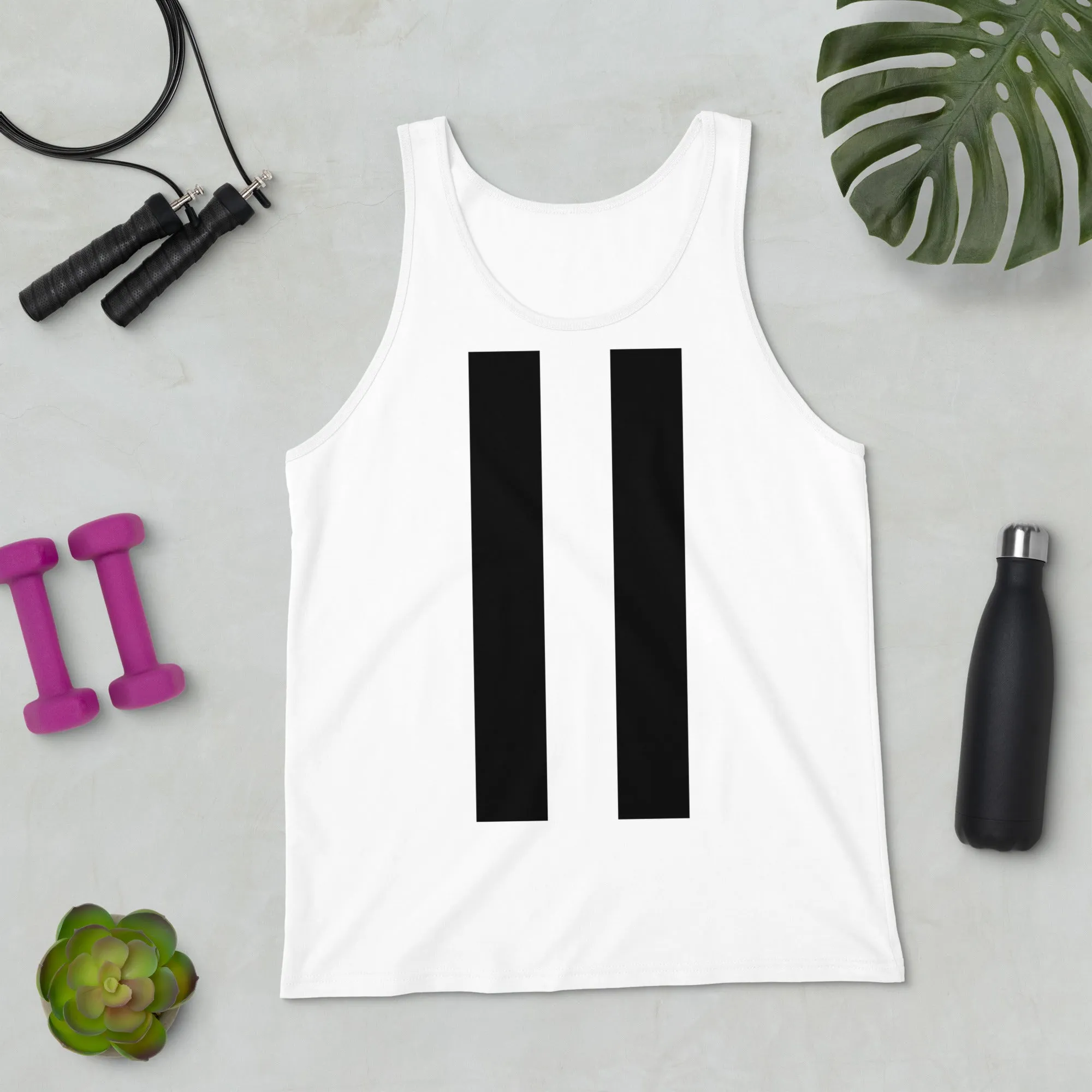 Unisex Tank Twin Strips Top