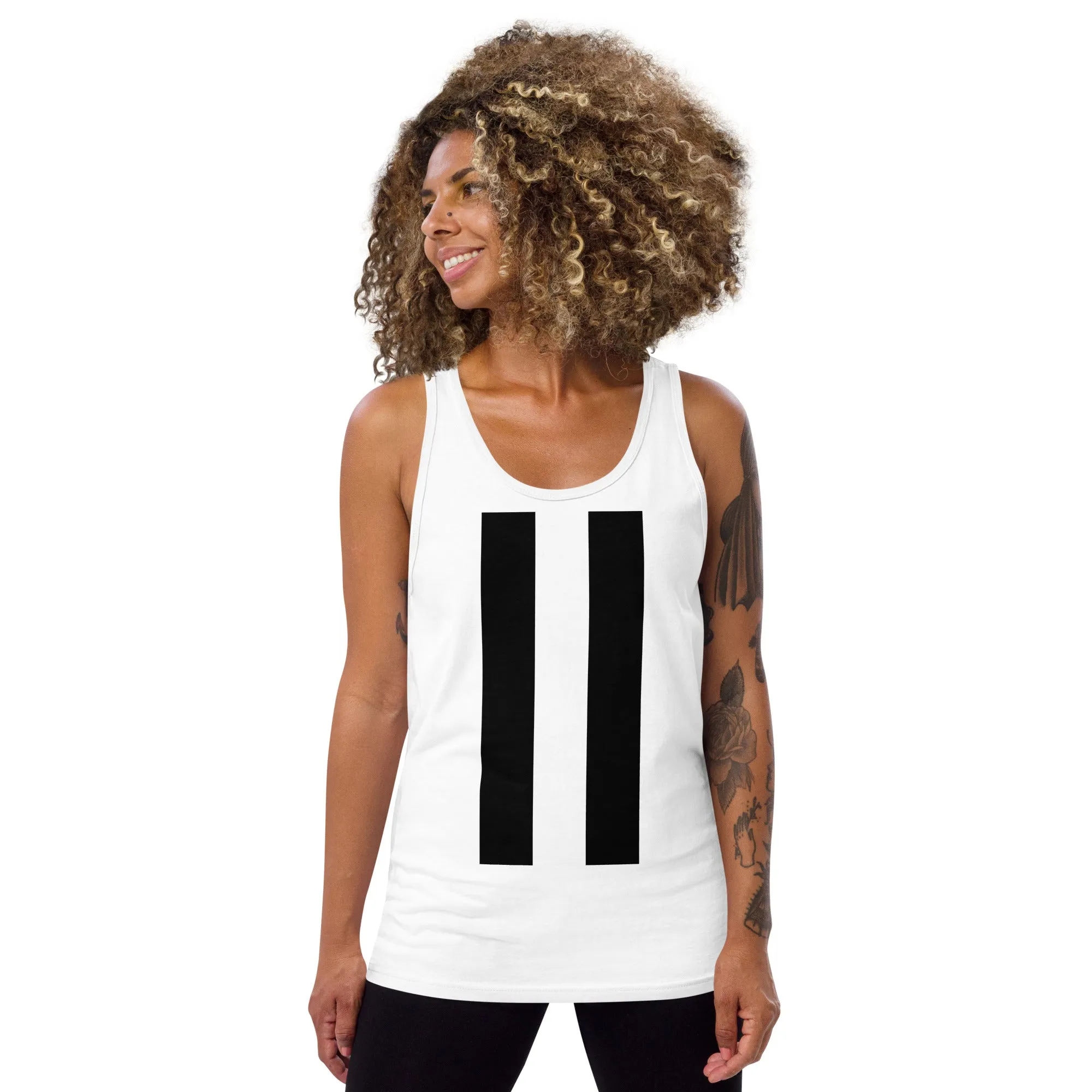 Unisex Tank Twin Strips Top