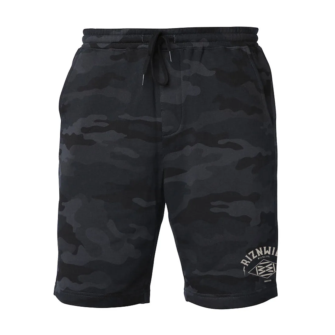 VENTURE MENS MIDWEIGHT FLEECE SHORTS IN BLACK CAMO