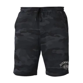 VENTURE MENS MIDWEIGHT FLEECE SHORTS IN BLACK CAMO
