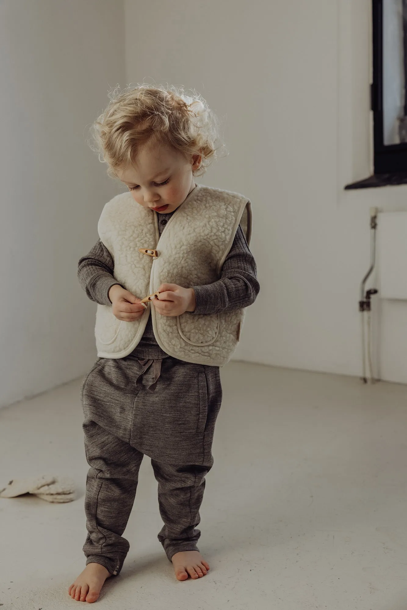 Wool Sherpa Vest - Milk